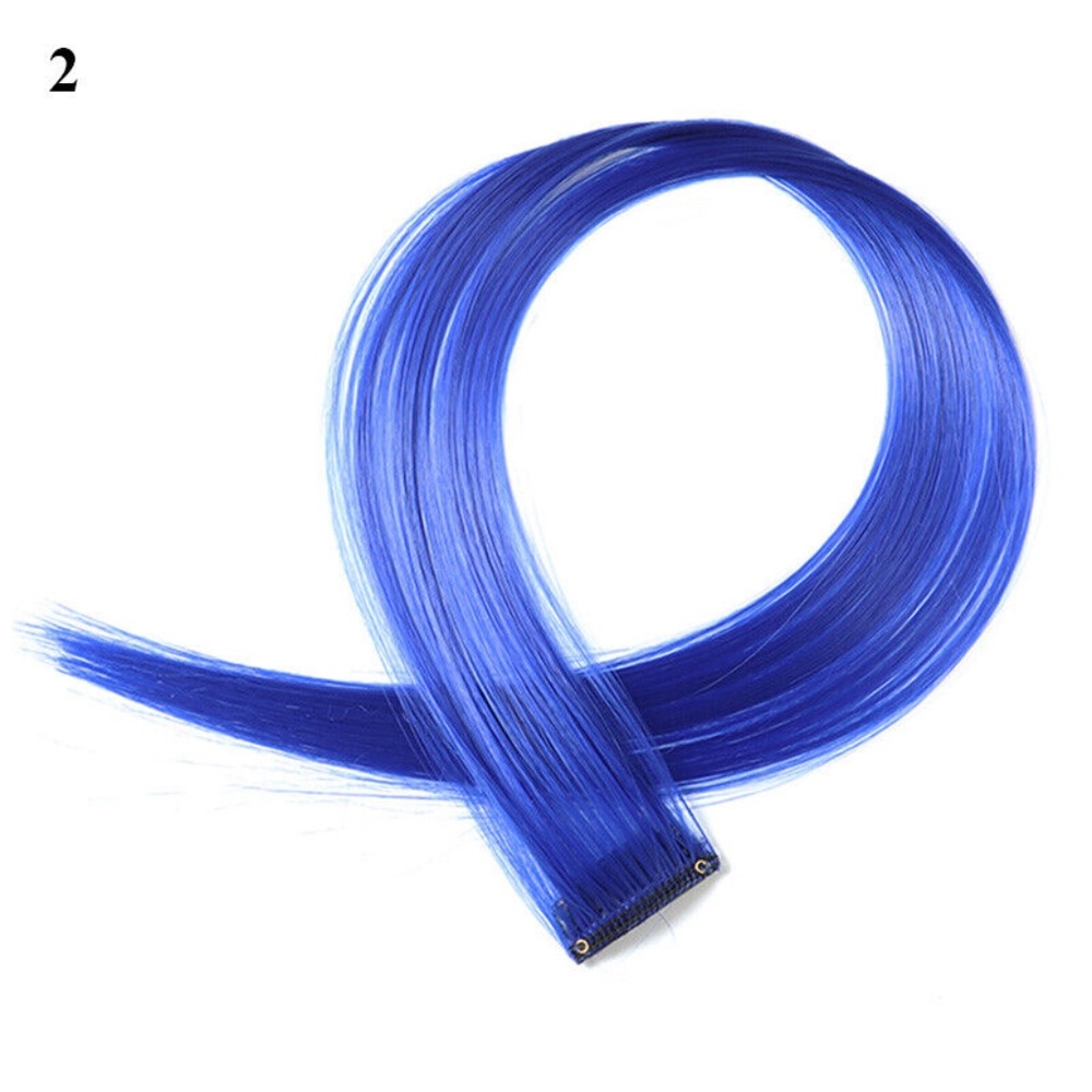 5 Pack Blue Curly Hair Extensions